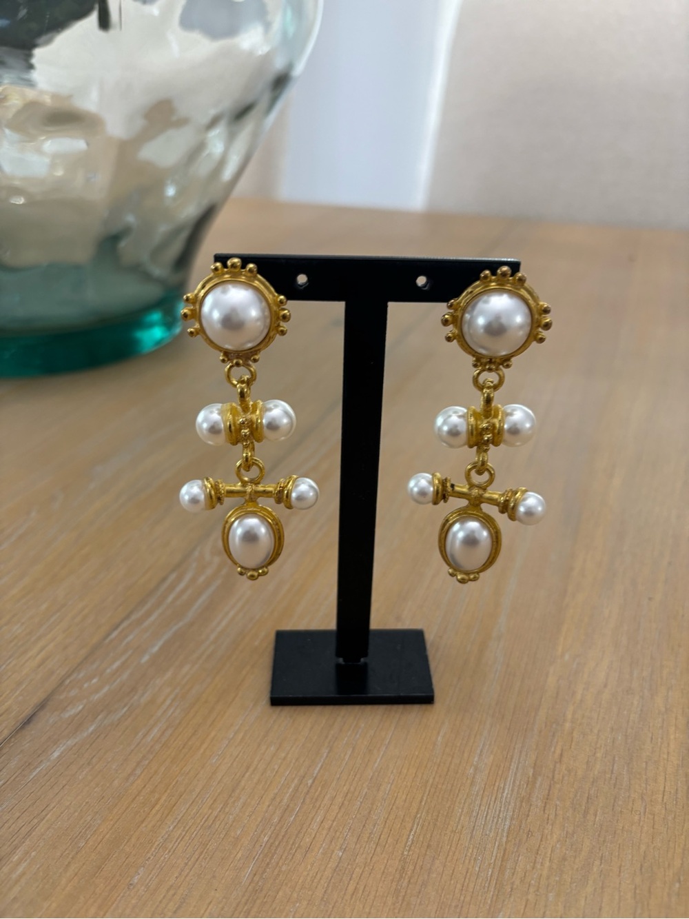 Gold-Tone Pearl Drop Earrings for Women